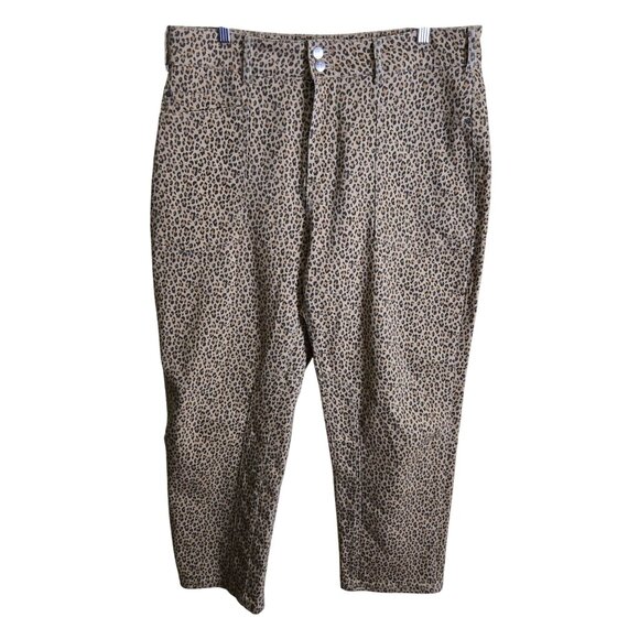 Anthropologie Pilcro The Wanderer Mid Rise Relax Leg Jeans Leopard Size 32 - Picture 2 of 14